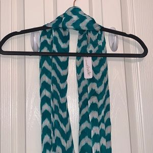Teal and White Chevron Infinity Scarf